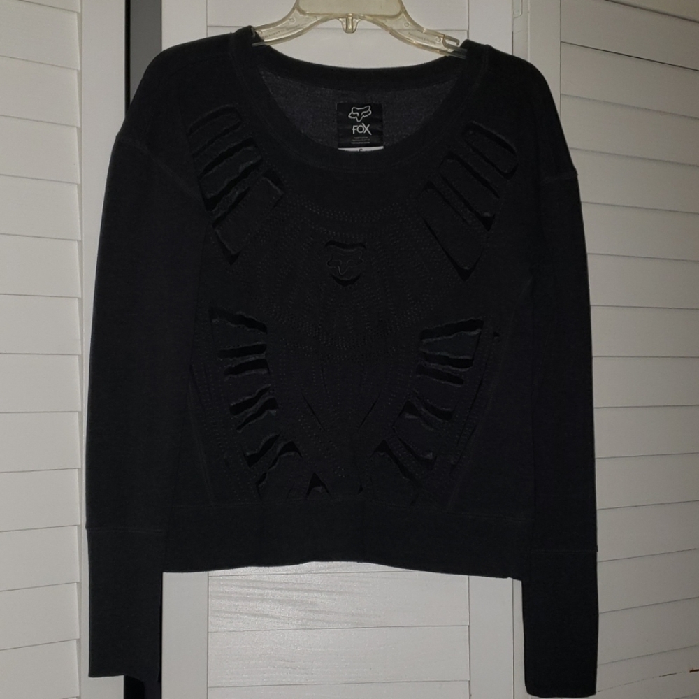 Fox Riders gray cut out sweater